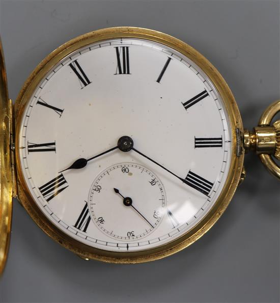 An 18ct gold hunter pocket watch.